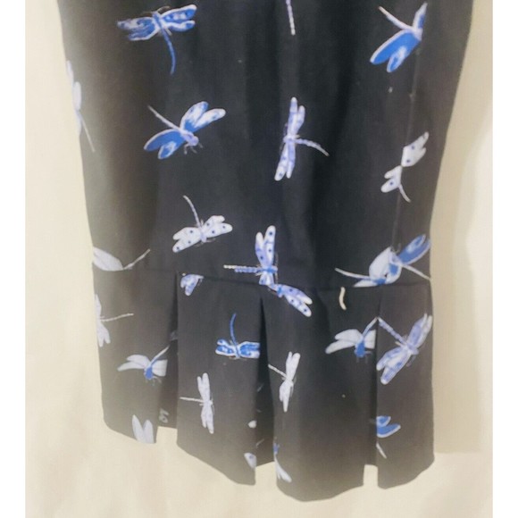 Tyler BOE Dragonfly Print Capri Pants Womens Sz 4 Blue White Pleated Flare Hem - Picture 8 of 12